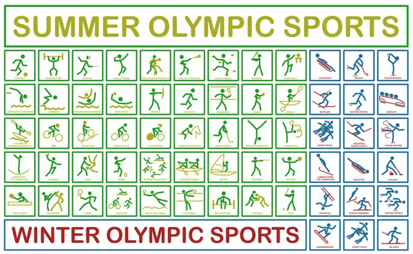 Olimpiyat sporlarının her türlüsü. Olimpiyat sporu. Bir takım spor ikonları. EPS 10.