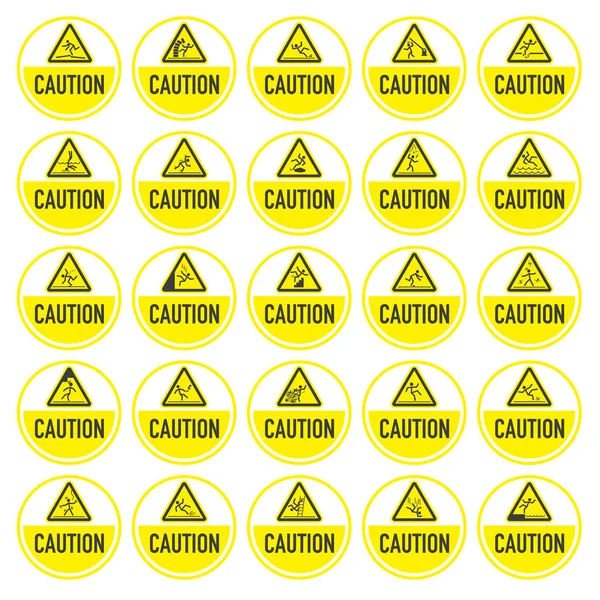 Danger Warning Signs Triangular Yellow Signs Different Types Danger Eps — Stock Vector