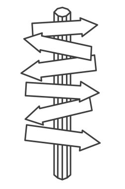 Ana hatlı beyaz tabela. Yön tabelası. Boş tabela. Yönü belirten bir işaret. EPS 10.