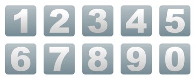 Mavi bir karede parlak sayılar. Yaratıcı geometrik sayılar. Bir dizi sayı. EPS 10.