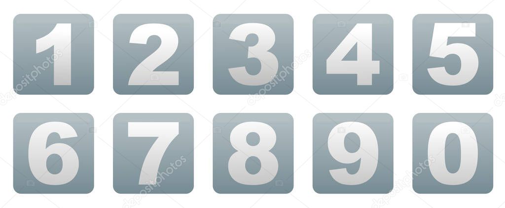 Bright numbers in a blue square. Creative geometric numbers. A set of numbers. EPS 10.