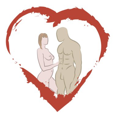 Bir erkekle bir kadın arasındaki aşk. Moda skeçleri ve çizimleri için kadın ve erkek tasviri. EPS 10.