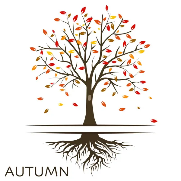 Autumn nature. Autumn natural landscape background. Branch with falling leaves and autumn season decoration. EPS 10.