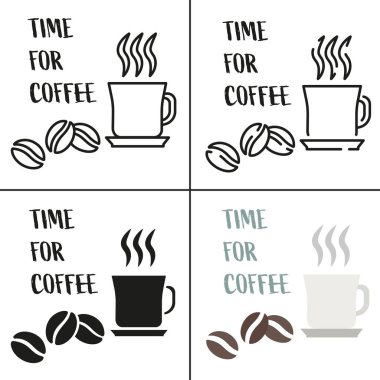 Bir fincan kahve ikonu. Bir fincan dumanlı kahve. Farklı tarzlarda kahve fincanları. EPS 10.