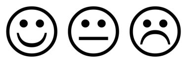 Duygular. Üç siyah soyut vektör simgesi seti. Duygular vektör çizer. EPS 10.