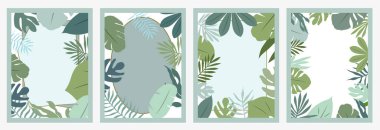 Egzotik orman yapraklı soyut bir illüstrasyon. Yaz panorama tasarımı konsepti. EPS 10.