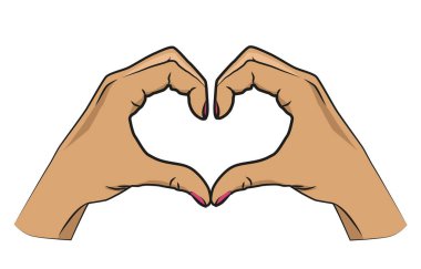 Eller kalp işareti gösteriyor. Kalp sembolü yapan ellerin vektör çizimi. EPS 10.
