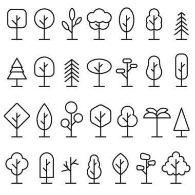 İnce çizgili ağaçlar. Her tat için odun. Soyut ağaçlar. EPS 10.