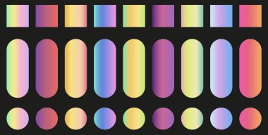 Gradyan olarak basit çok renkli şekiller. Tam renk formlar. Gradyan palet. 