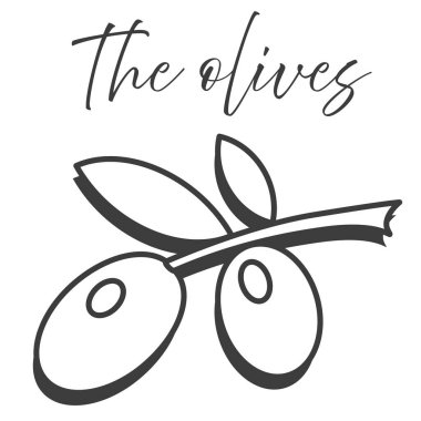 İnce bir çizgi üzerinde zeytin. Zeytin ikonu. Gölgeli zeytin. EPS 10.