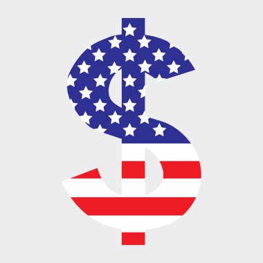 Amerikan ulusal para biriminin dolar işareti. Amerikan bayrağında dolar işareti. EPS 10.