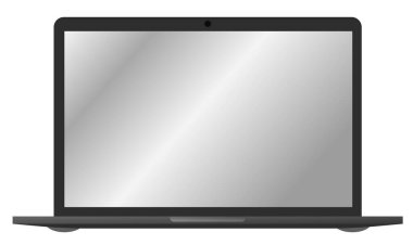 Dizüstü bilgisayar tasarımı. Dizüstü bilgisayar. Beyaz arkaplanda boş ekran görüntüsü olan modern bir laptop. ESP 10.