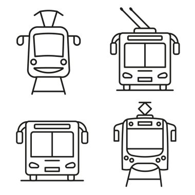Toplu taşıma. Toplu taşımacılık tasviri. Doğrusal araba simgesi. EPS 10.