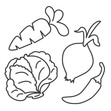 Sebze seti. Sebzelerin ince çizgileri. Sebzeler. EPS 10.