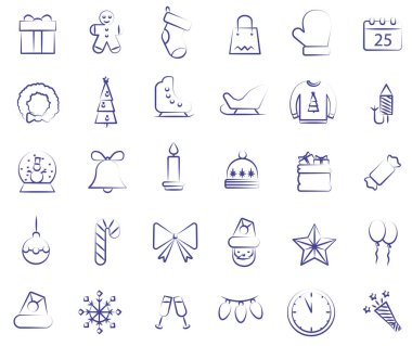 Noel tatili. Geleneksel Noel sembollü Noel koleksiyonu. EPS 10.