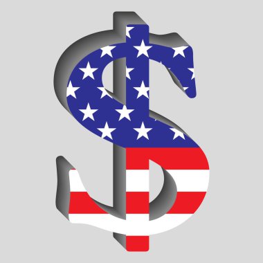 Amerikan parası. Amerikan bayrağında dolar işareti. Dolar işareti ulusal para sembolü. EPS 10.