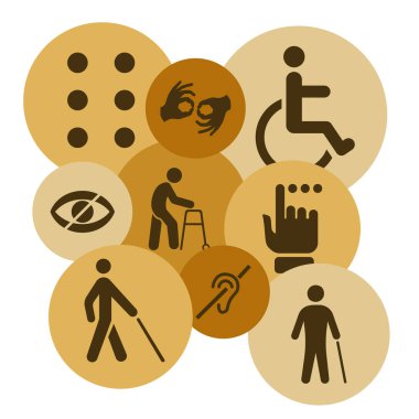 Zihinsel, fiziksel, duyusal, zihinsel engelli ikonları. Engelli piktogramı hazır. EPS 10.