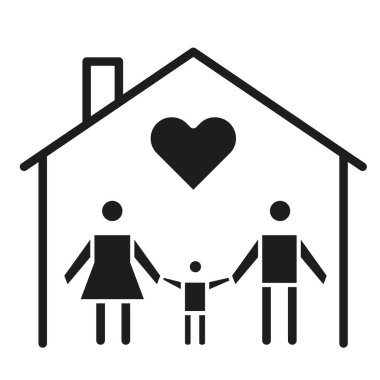 Soyut aile. Ailenin karanlık simgesi. Çocuklu insanlar için ikonlar. EPS 10.