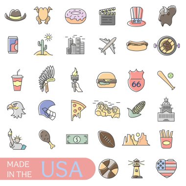 Birleşik Devletler elementleri illüstrasyonu. ABD simgeleri simgeleri. Amerika 'nın sembolleri. EPS 10.