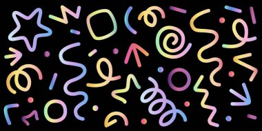 Değişik şekil ve dokular. Renk izole bir illüstrasyon. Farklı renkli düz çizgi simgeleri. EPS 10.