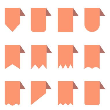 Kırmızı kurdele seti. Büyük kurdeleler. Kurdele koleksiyonu beyaz arka planda izole edildi. EPS 10.