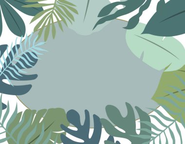 Yaprak çerçevesi. Egzotik orman yapraklı soyut bir illüstrasyon. Senin için tasarladım. EPS 10.