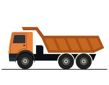 Kamyon simgesi tasarımı beyaz arkaplanda izole edildi. Kamyon düz bir şekilde yolda. EPS 10.