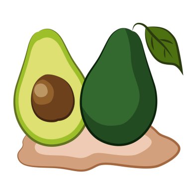 Avokado çizimi. Sağlıklı yemek, yemek ve vejetaryen yemekleri için sulu meyve. EPS 10.