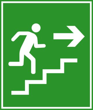 Acil çıkış işareti. Tabela bir felaket sırasında acil çıkış olduğunu gösteriyor. EPS 10.