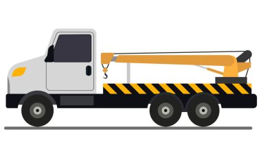 Vinçli bir kamyon. Malzemeler araba servisi, onarım, yol hizmetleri, ulaşım lojistiği ile ilgili. EPS 10.