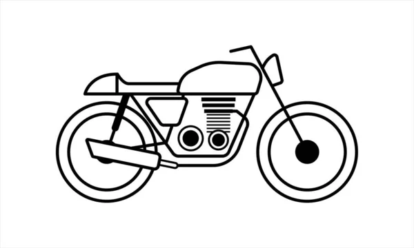 カフェレーサー オートバイのアイコン 白い背景が付いているミニマリストの記号の概要様式 — ストックベクタ