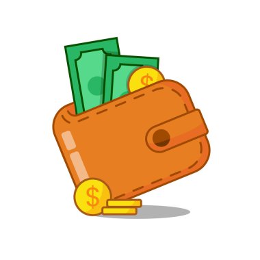 Cüzdan karikatür tasarım biçimi illüstrasyon vektör grafiği, varlık ve element tasarımı için iyidir