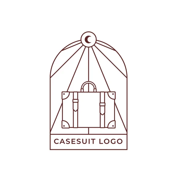 Bavul ve Ay Minimalist Tekel Sanat Logosu, basit modern emlak logosu, markanız için vektör şablonu