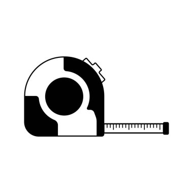 Siyah ve beyaz bant ölçümü düz tasarım resimleme simgesi izole edilmiş beyaz arkaplan