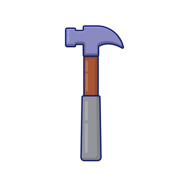 Basit çekiç teçhizatı şirin çizgi film simgesi beyaz renkle izole edilmiş