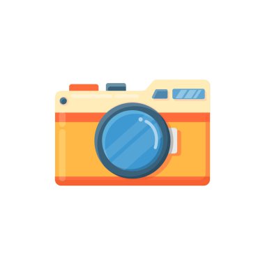 Basit kamera simgesi tam renk düz tasarım biçimi beyaz renkle izole edilmiş