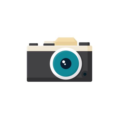 Basit kamera simgesi tam renk düz tasarım biçimi beyaz renkle izole edilmiş