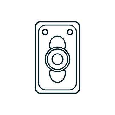 Basit kamera simgesi çizgi sanatı siyah düz biçim beyaz renk ile izole