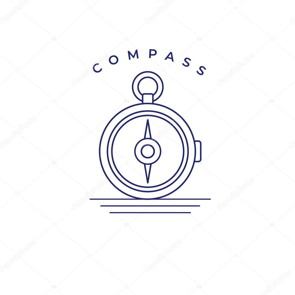 Compass Minimalist monoline art logo style, simple modern estate logo, vector template for your brand
