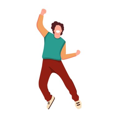 İnsanların gökyüzünde yüksek atlama, mavi, turuncu ve yeşil renkler, erkek ve kadın mutluluğu, mezuniyet için element tasarımı veya yeni şirket için başarı veya başlangıç, yaşam tarzı, neşeli,