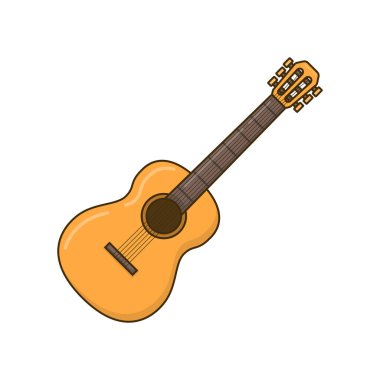 Gitar resimleme simgesi çizgi film stili tasarımı izole edilmiş beyaz arkaplan.
