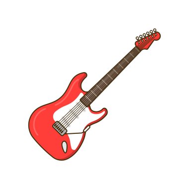 Gitar resimleme simgesi çizgi film stili tasarımı izole edilmiş beyaz arkaplan.