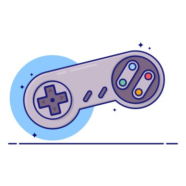 Eski oyun denetleyicisinin şirin çizgi film çizim vektörü