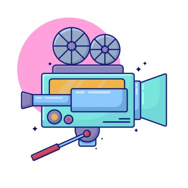 Kameralı filmin sevimli karikatür çizim vektörü