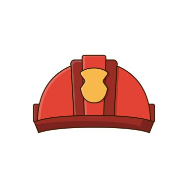 Görüntü kırmızı itfaiyeci miğferi vektör grafik şirin çizgi film biçimi izole edilmiş beyaz arkaplan.