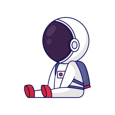 Oturan astronotun güzel bir çizimi..