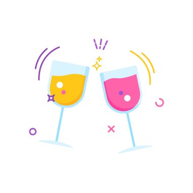 Bu resimde iki kadeh tokuşturma, kutlama, kadeh kaldırma ve neşeyi simgeliyor..