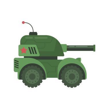 Görüntüde taret monte edilmiş toplu zırhlı bir askeri araç görülüyor. Yeşil bir kamuflaj renk şemasına sahip ve Sovyet ya da askeri temalı bir kırmızı yıldız amblemi içeriyor..