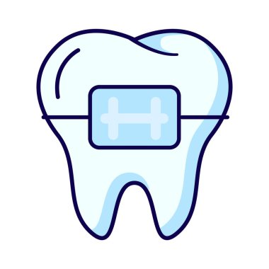 Tıbbi, sağlık ve dişçilikle ilgili tasarımlar için diş telleri için ideal bir özet ikonu.