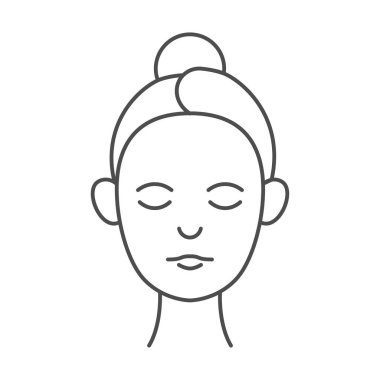 Minimalist parlak yüz simgesi pembe aksanlı, modern, ince çizgi tarzında. Güzellik, cilt bakımı, spa, sağlık, ürün ambalajlama, sosyal medya ve dijital pazarlama için ideal.